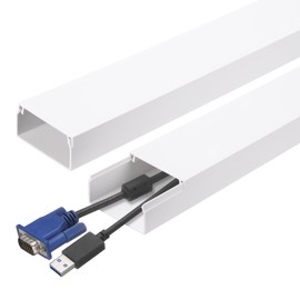 HARFINGTON 4pcs Cord Hider Wall 15inx1.97inx1in (LxWxH) PVC Cable Cover Self Adhesive Wire Hider Wall Mounted TV Cable Raceway for Cables Management (60in Total Length),White