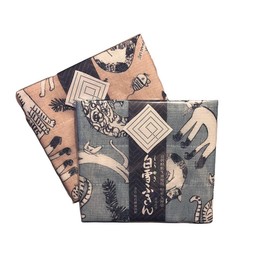 Shirayuki Dish Towel, Yuzen Dish Towel, Meow Meow Meow, 2 Color Set (Blue, Beige)