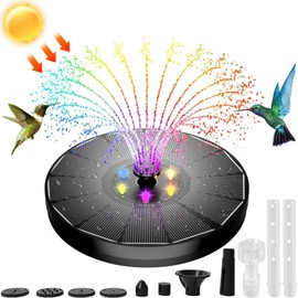 YRGFCCC Fuente Solar Flotante,Fuente de Agua Solar,Bomba para jardín para baño de pájaros,con Boquilla giratoria,Adecuada para Uso en Exteriores,Piscina,Acuario,jardín,Patio,Vista al Agua