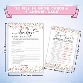 Baby Shower Game Cards, Family Feud Game Cards, Spring Flower, 30 Double-Sided Game Cards & 1 Answer Cards, Baby Announcement, Gender Reveal Party Favor, Activity & Supplies - G05