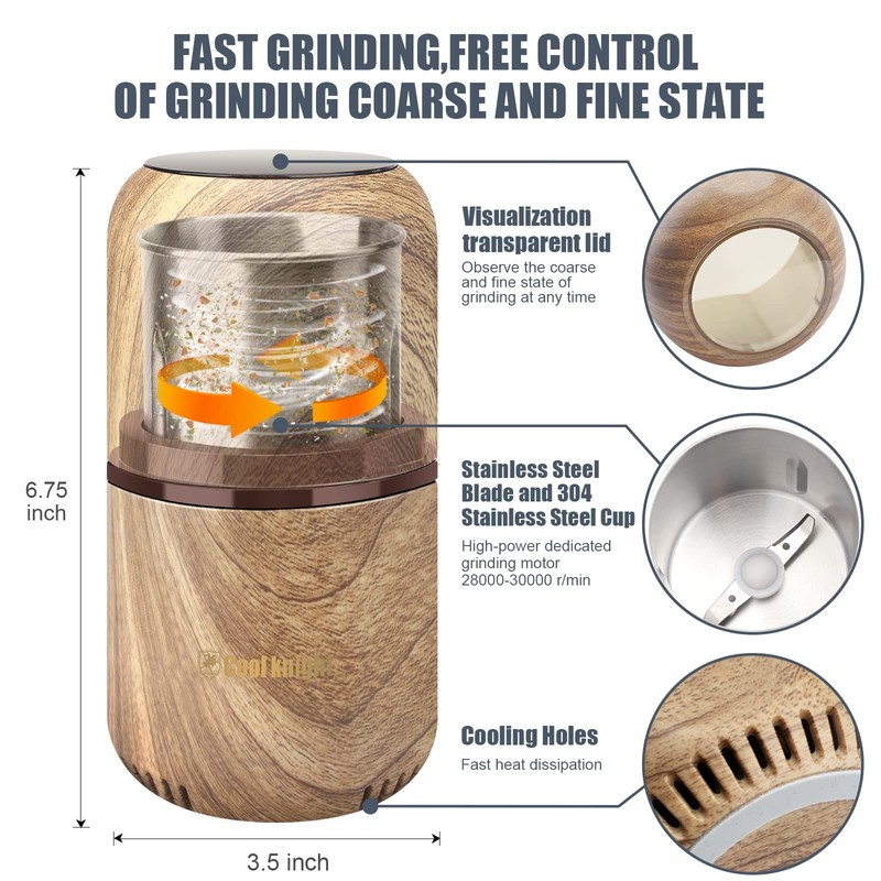 COOL KNIGHT Herb Grinder [large capacity/fast/Electric ]-Spice Herb Coffee Grinder