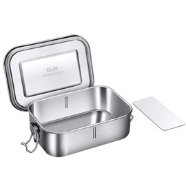 Bento Lunch Box, G.a HOMEFAVOR Stainless Steel Lunch Containers Leakproof with Removable Divider, Metal Lunch Containers for Kids Adults, 800ML, Dishwasher Safe