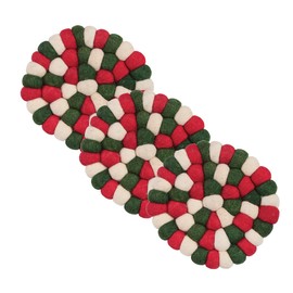 Split P Holiday Wool Ball Trivet Set of 3