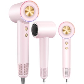 Hair Dryer, 180,000 RPM High-Speed Brushless Motor with 500 Million Negative Ions for Fast Drying, Quiet Thermo-Controlled Blow Dryer for Women, Home, Travel, and Salon Use (Pink)