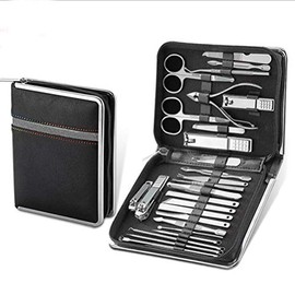 Juego de Manicura, Cortaúñas, Kit de Pedicura, 26 Piezas, Kit de Manicura de Acero Inoxidable, Kits de Aseo Profesional, Herramientas para el Cuidado de las Uñas con Lujoso (negro)