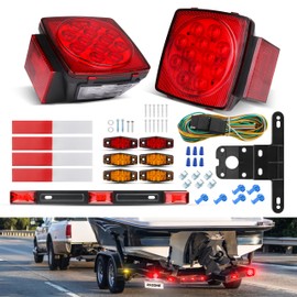 RVZONE Trailer Lights LED Kit, 12V Submersible Boat Trailer Lights Utility Trailer Lights with License Plate Lights, Marker Lights, Brake Lights, Wiring Harness, for Trailer Boat Truck RV