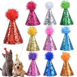 10pcs Mini Small Dog Hats Cat Birthday Party Hat Rabbit Hats for Holiday Wedding Puppies Kittens Costume Accessories