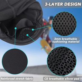 surlim Coderas, Coderas, Coderas para Bicicleta de montaña, Coderas para MTB, BMX, Patinaje y monopatín, 1 par (Negro, Mediano)