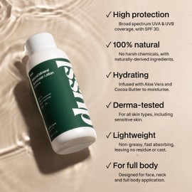 Natural Mineral Sunscreen Lotion SPF 30-150ml - Broad-Spectrum Zinc-Oxide Face & Body Lotion with Aloe Vera, Cacao Butter & Panthenol - 100% Naturally-Derived