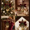 4 Pack Christmas Bow Ornaments with Jingle Bells, Pine Cone