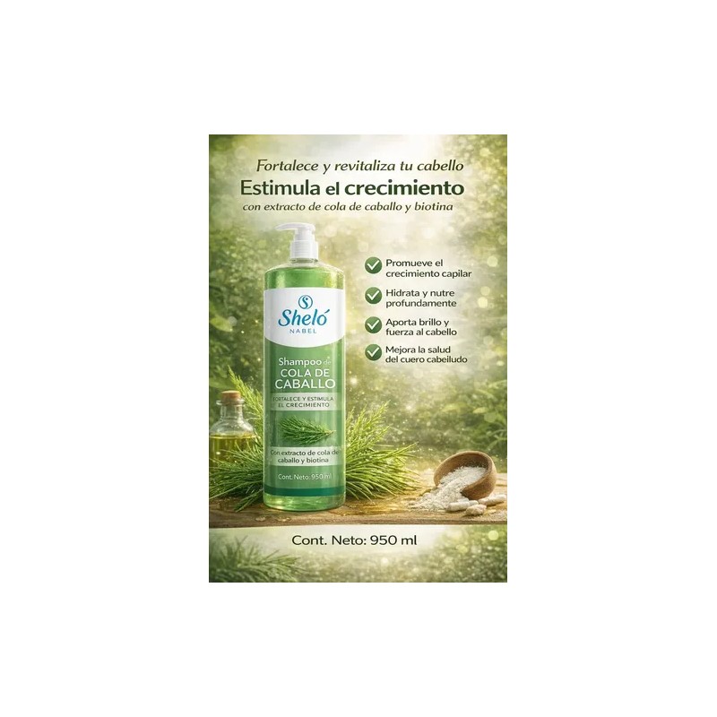 Shampoo Cola De Caballo 950ml Para Crecimiento Shelo Nabel