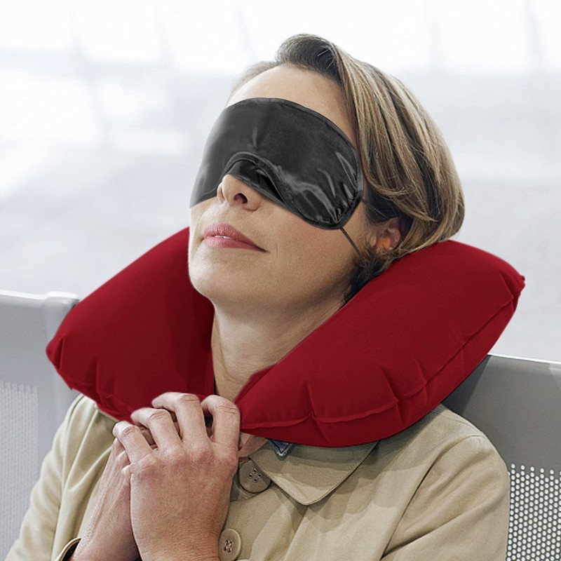 Lillyvale2 Inflatable Travel Neck Pillow - Soft Flight Rest/Support Cushion