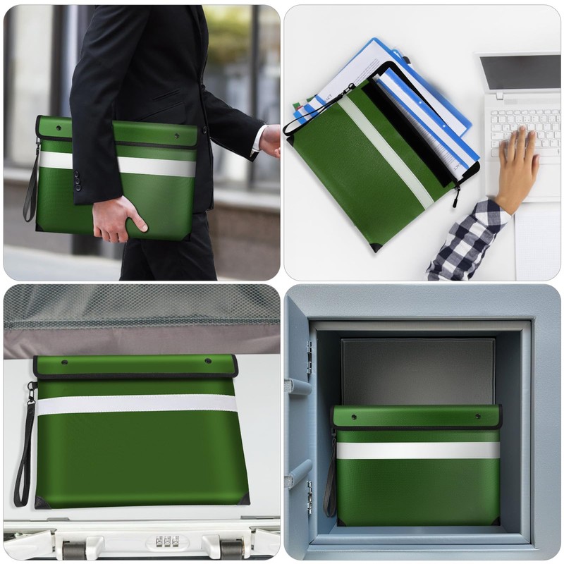 Fireproof Document Bag with Water Resistant Zipper（13.9"x10.6"）,6200°F Heat Insulated Fire