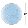 Table Settings Blue Hammered Organic Plastic Charger Plates (Pack Of