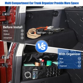 Fgtagtal Car Trunk Organizer Compatible with Toyota FJ Cruiser 2007-2021, Rear Storage Organizer Multi-Compartment Oxford Cloth Car Storage Bag Space Saving, Black