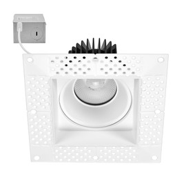 Maxxima 4 in. Trimless Low Kelvin Ultra-Thin Square Recessed Anti-Glare LED Downlight Canless 1000 Lumens 5 Color Temperature Selectable 2200K/2400K/2700K/3000K/3500K Dimmable 90 CRI, 5 CCT, J-Box