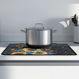 NETILGEN Sunflower Butterfly Stove Top Covers for Electric,Anti-Slip Heat Resistant Cooktop Cover Protector Mat for Glass Multipurpose Glass Cover Protector,Thick Natural Rubber(29.18"x20.96",Black)