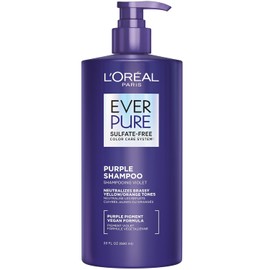 L'Oréal Paris EverPure Sulfate Free Brass Toning Purple Shampoo for Blonde, Bleached, Silver, or Brown Highlighted Hair, 23Fl; Oz (Packaging May Vary)