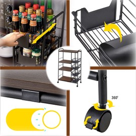 Gdrasuya10 5 Tier Kitchen Baker’s Rack,Free Standing Kitchen Utility Storage Shelf Rack Organizer,Microwave Oven Stand with Casters,100 pounds Load Capacity