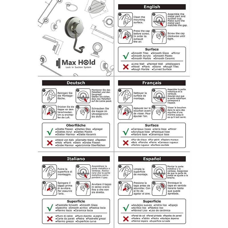 MaxHold No-Drilling/Suction Cup Multi-Functional Combo Basket - Vaccum System -