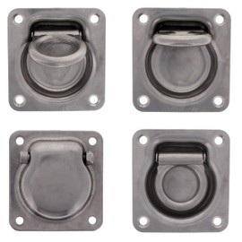 TCH Hardware 4 Pack Stainless Steel Heavy Duty Recessed Tie Down Anchors - 4" x 3.75" x 0.70" - D-Rings 2000lbs Load