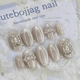 Wedding pearl handmade nail tips - water drop / 웨딩 진주 수제네일팁 - 물방울