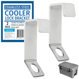 IMPRESA [2 Pack] White Cooler Lock Bracket for Yeti and for RTIC Cooler Tie Down Kit - Cooler Locks Brackets Secure Mid-to Large-Size Cooler - Rubber Coating on Bracket to Prevent Scratches