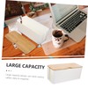 DOITOOL Cable Management Box Elegant Bamboo Cord Organizer Capacity for