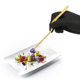 Bonigour 8 Inch Precision Offset Tweezers, Kitchen Culinary Stainless Steel Tongs, Curved Kitchen Cooking Multi-function Chef Precision Tweezer Tongs for Plating, Food Decorating and ect (Silver)