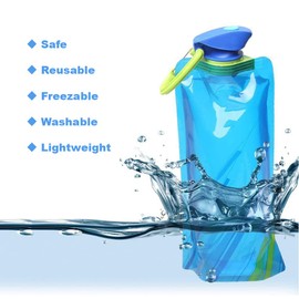 JAHEMU Foldable Water Bottle 700 ml Water Bottles Foldable Reusable Water Bag Drinking Bag for Hiking Adventure Travel Pack of 6