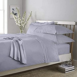 Hanfords Extra Deep Fitted Sheet 40CM Deep 100% Egyptian Cotton 200 Thread Count (Grey Silver, King)
