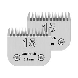 YAZIYIR 15# Pet Dog Grooming Detachable Ceramic Blades,Compatible with Andis,Oster A5,Wahl KM10 Clippers,Cut Length 8/32"(1.2mm),2 PCS