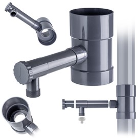 KADAX Rain Collector 100 mm, Rainwater Collector for Downpipe, Rain Thief with Integrated Valve, Water Collector Made of High-Quality Plastic, Water Thief (Grey)
