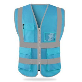 HYCOPROT High Visibility Safety Reflective Vest with Pockets and Zipper, Meets ANSI/ISEA Standards