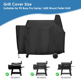 Blackhoso Grill Cover for Pit Boss Pro Series 1600 Wood Pellet Grill Smoker PB1600PS1 PB1600PS3 Sportsman 1600 Grill, Heavy Duty Waterproof Griddle Grill Cover for PB1600