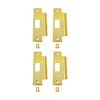 QCAA Solid Brass Extended Replacement Lock Strike Plate, Round Corner,