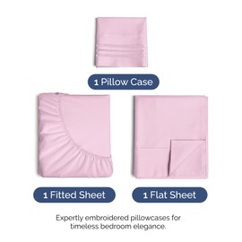 CGK Unlimited Twin Size 3 Piece Sheet Set - Comfy Breathable & Cooling Bed Sheets Set - Hotel Luxury Bedding for Women, Men, Kids & Teens - Deep Pockets, Easy-Fit, Super Soft & Wrinkle Free - Oeko-Tex - Light Pink