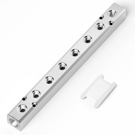 TAILONZ PNEUMATIC Silver 8 Way Pneumatic Shunt Aluminum Block Pneumatic Manifold Air Distribution Block Air Path Exhaust air Source Distributor,Compressed Air Manifold Pneumatic Block,Gas Divider