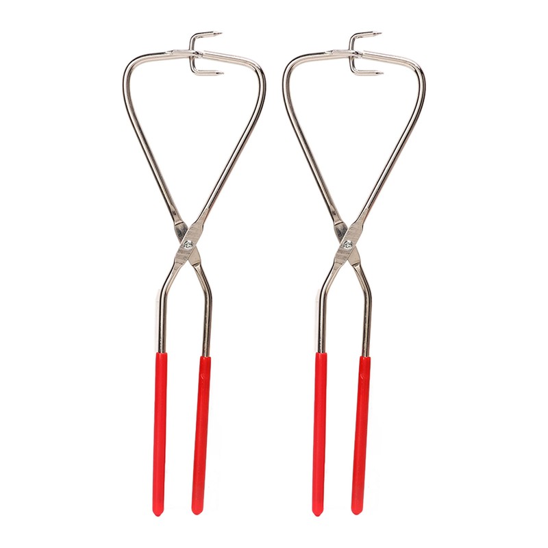 2pcs Dipping Tongs Red Handle Stainless Steel Easy Cleaning Stable