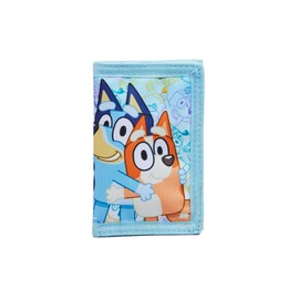 Bluey Kids’ Trifold Wallet – Durable & Lightweight Bluey and Bingo Themed Wallet with Velcro Closure – Perfect for Boys & Girls, Blue, Small, Casual