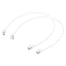 sourcing map 2 Pack Telephone Cord, 1ft Phone Cable RJ12 6P6C Male to Male Straight Wired Handset Cord for Home, Office, White