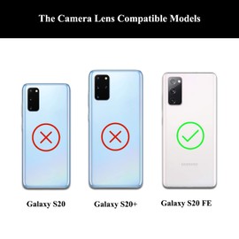 LOZOP 2 Sets S20 FE Rear Camera Lens Glass Replacement with Adhesive Compatible for Galaxy S20FE with Repair Tools and Installation Manual (Black)