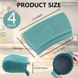 2 Pair Green Silicone Assist Hot Handle Holder, Pan Skillet Cast Iron Handle Cover Heat Resistant, Non-Slip Kitchen Pot Handle Grips Sleeve Protectors for Frying Tray Griddles Cookware (Green)