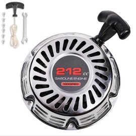 JMCHstore Brilliant Chrome Pull Start Recoil Starter Assembly for Predator 212 Coleman B200R CT200U EX 200cc Mini Bike, KT196 Go Kart Pull Cord Start Honda 6.5HP GX160 196 Hisun Engine Tao Motor