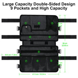 Walker Bag for Seniors-supregear Folding Walker Accessories Bag (Double Sided), Walker Basket Caddy Large Capacity Waterproof Tote with 9 Pockets and Cup Holder (Light Black)