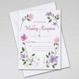 Webspectations Pack of 50 Wedding Reception Invitations with Envelopes - A6 Non-folding Blank Invites
