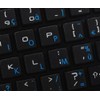 French AZERTY Keyboard Sticker with Blue Lettering ON Transparent Background