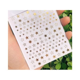 Generic Stars Nail Sticker Solid Hollow Shaded Stars Nail Decals Stickers Wg620 Gold Nail Wraps Art Stickers Manicure Supplies for Women for Home Nails Full Long Lasting Easy Apply and Remove