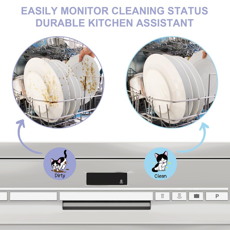 Dirty Clean Cat Dishwasher Magnet, 3.5 Inch Double Sided Dish