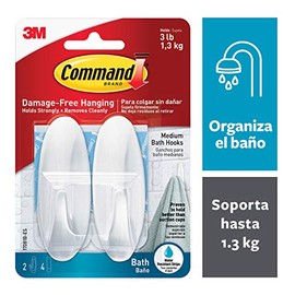 3M Command Gancho para Baño, Mediano (Modelo 17081B)